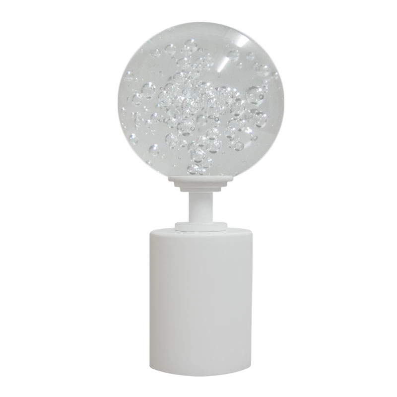 50mm Bohemian Glass Clear Bubble Ball with Plain Aluminium Cap 120x50mm