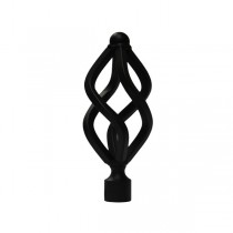 16mm Twisted Oval Finial, Black