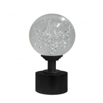 50mm Bohemian Glass, Clear Bubble Ball with 28mm Satin Black Cap and Neck