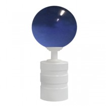 Tubeslider 28, 50mm Murano Glass Dark Blue Ball and White, Aluminium Grooved Cap 
