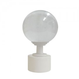 Tubeslider 25, Clear, Bohemian Glass Ball with White Cap and Neck
