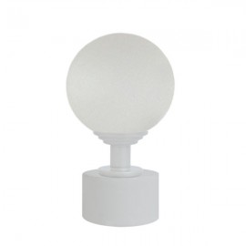 50mm Bohemian Glass, Frosted Ball with 28mm White Cap and Neck