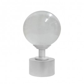 50mm Bohemian Glass, Clear Ball with 28mm Matt Silver Cap and Neck