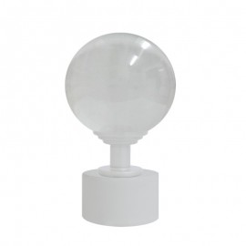 50mm Bohemian Glass, Clear Ball with 28mm White Cap and Neck