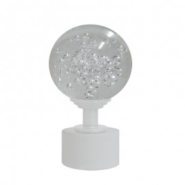 50mm Bohemian Glass, Clear Bubble Ball with 28mm White Cap and Neck