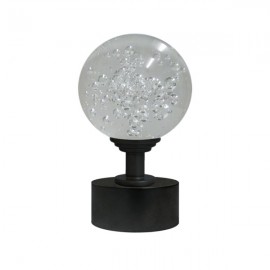 50mm Bohemian Glass, Clear Bubble Ball with 35mm Cap and Step Neck in Satin Black