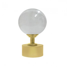 50mm Bohemian Glass, Clear Ball with 35mm Cap and Step Neck in Gold