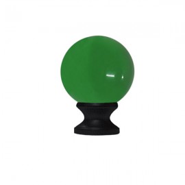 40mm Murano Glass Green Ball with 19mm Ripple Black Neck