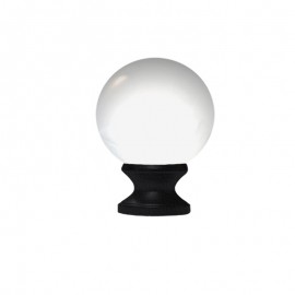 40mm Murano Glass Clear Ball with 19mm Ripple Black Neck