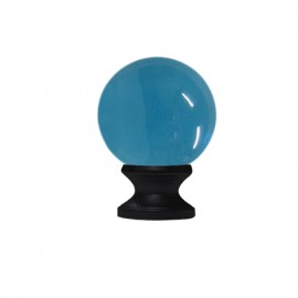 40mm Murano Glass Light Blue Ball with 19mm Ripple Black Neck