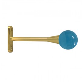 40mm Murano Glass Light Blue Ball with Gold Trumpet Stem
