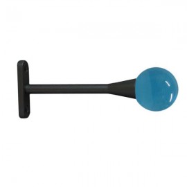 40mm Murano Glass Light Blue Ball with Satin Black Trumpet Stem