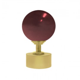 50mm Murano Glass, Dark Red Ball with 35mm Cap and Step Neck in Gold