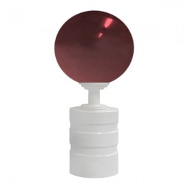 Tubeslider 28, 50mm Murano Glass Red Ball and White, Aluminium Grooved Cap 