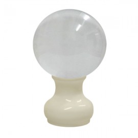 65mm Murano Glass, Clear Ball with 35mm Neck in White Birch