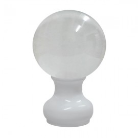 65mm Murano Glass, Clear Ball with 35mm Neck in White