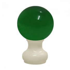 65mm Murano Glass, Green Ball with 35mm Neck in White Birch