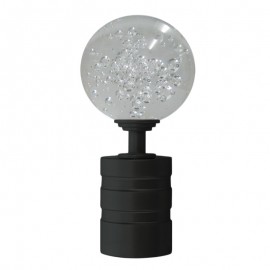 Tubeslider 28, Bohemian Glass 50mm Clear Bubble Ball and Satin Black, Aluminium Grooved Cap