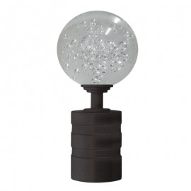 Tubeslider 28, Bohemian Glass 50mm Clear Bubble Ball and Iron Bark, Aluminium Grooved Cap