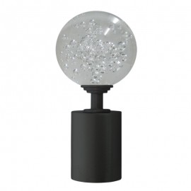 Tubeslider 28, 50mm Bohemian Glass Clear Bubble Ball and Satin Black, Aluminium Plain Cap