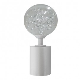 Tubeslider 28, 50mm Bohemian Glass Clear Bubble Ball and Matt Silver, Aluminium Plain Cap