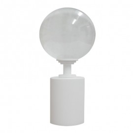 Tubeslider 28, 50mm Bohemian Glass, Clear Ball and White, Aluminium Plain Cap