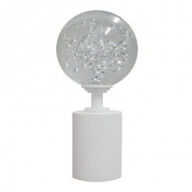 Tubeslider 28, 50mm Bohemian Glass Clear Bubble Ball and White, Aluminium Plain Cap